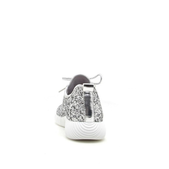 Silver Glitter Low Top Sneakers for Ladies - Picture 2 of 6